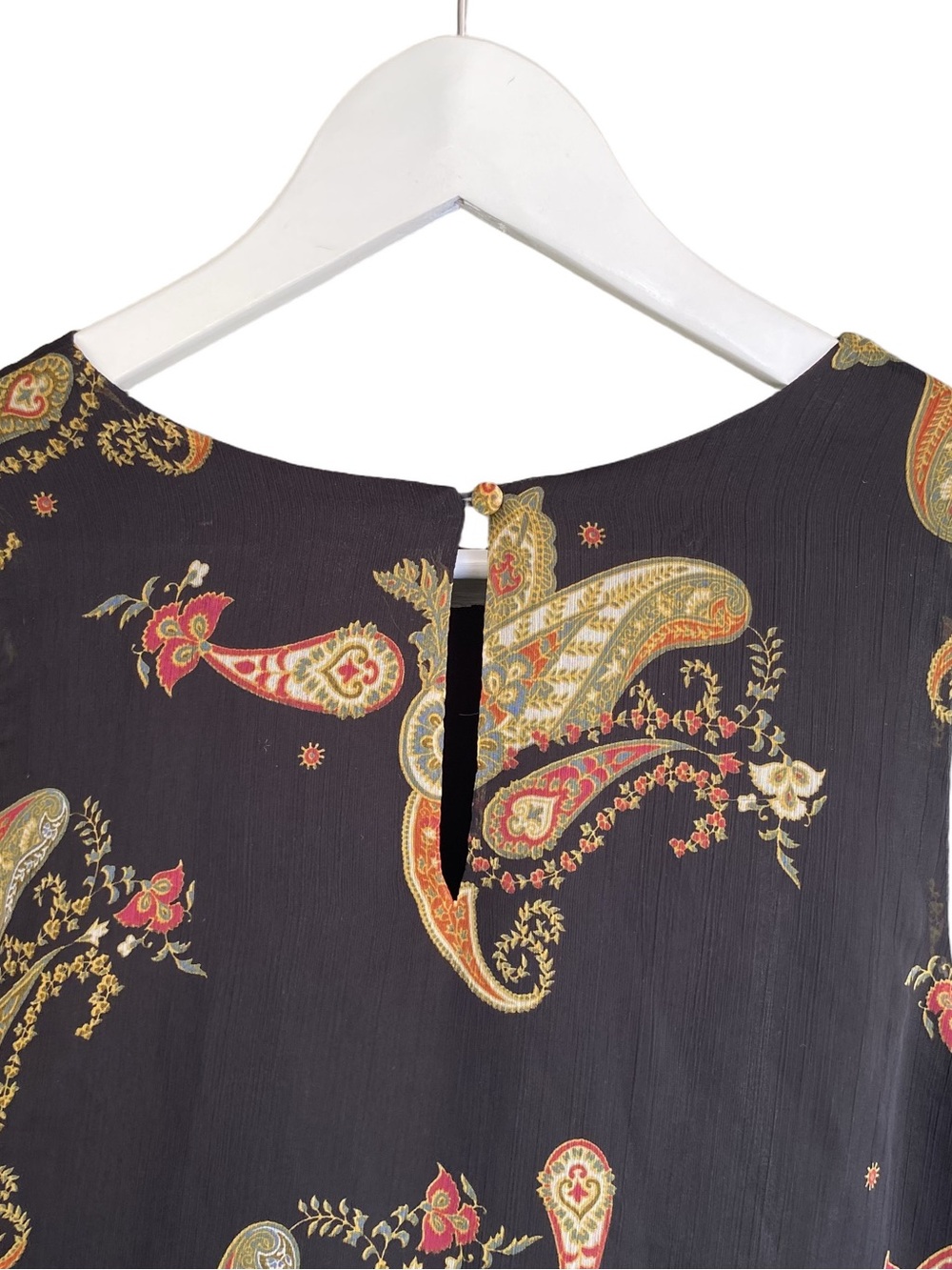 VINCE CAMUTO Top Blouse Sleeveless High Neck Rich Black Paisley Print Women XL - Picture 5 of 10